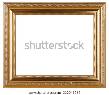 Gold photo frame isolated on white background with clipping path.