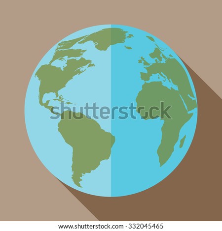 Vector illustration of icon of globe on brown background