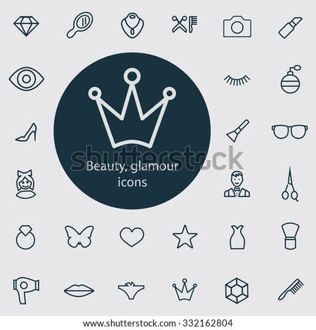 beauty, glamour Icons Vector set