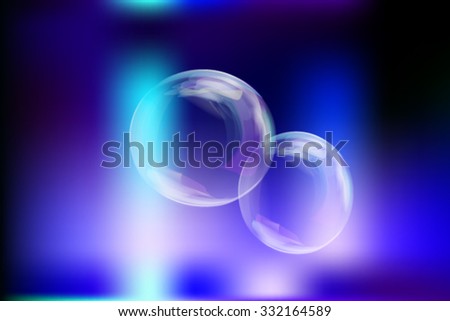 Realistic Bubbles Over Blurry Background