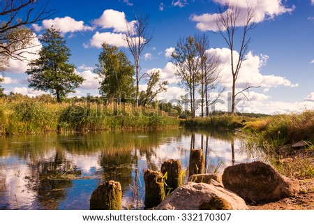 Elk River in end of summer.  Masuria, Poland.