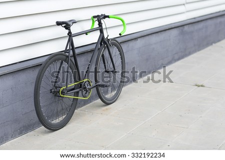 Fixie bike on urban background. Fixed bike.