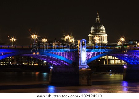 Southwark bridge at night, London, England