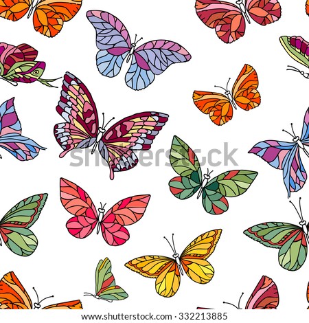 Seamless pattern with butterflies.  Endless texture for your design, announcements, postcards, posters.