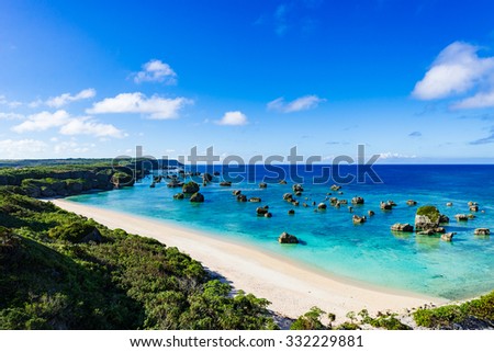 Sea, shore, seascape. Okinawa, Japan, Asia. Royalty-Free Stock Photo #332229881