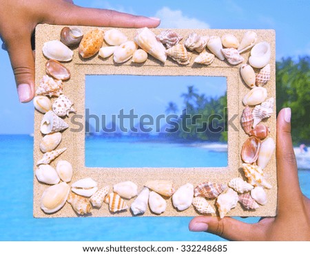 Scenic Sand Picture Frame For Copy Space Concept
