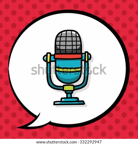 microphone doodle, speech bubble