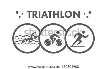 Triathlon logo and icon. Swimming, cycling, running symbols. Silhouettes of figures triathlete. 