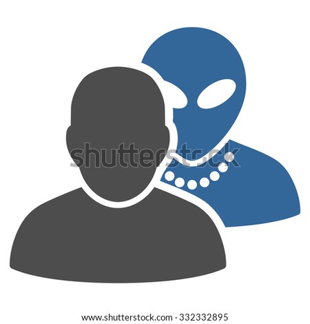 Human Alien Contacts vector icon. Style is flat bicolor cobalt and gray symbol, rounded angles, white background.