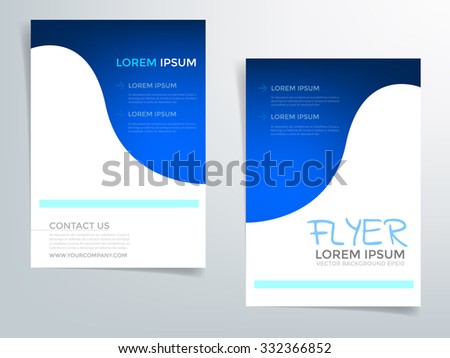 Blue brochure template flyer design vector curve line with sample text for A4 size