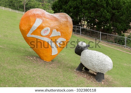 Heart and sheep gardening
