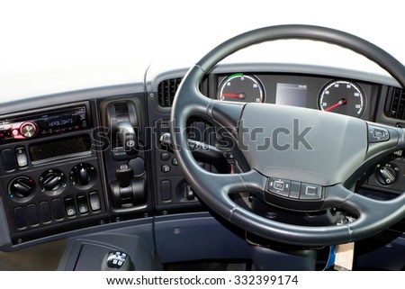 View of the interior of a Truck Royalty-Free Stock Photo #332399174