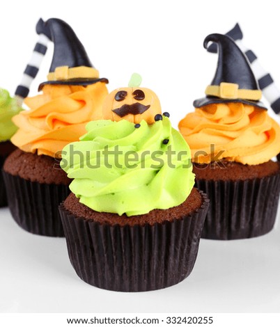 Halloween cupcakes isolated on white
