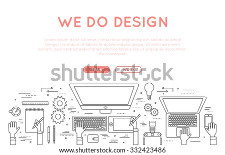 design web banner modern line style vector illustration. website graphic design concept Royalty-Free Stock Photo #332423486