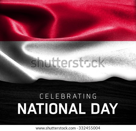 Indonesia flag and Celebrating National Day Typography on wood background