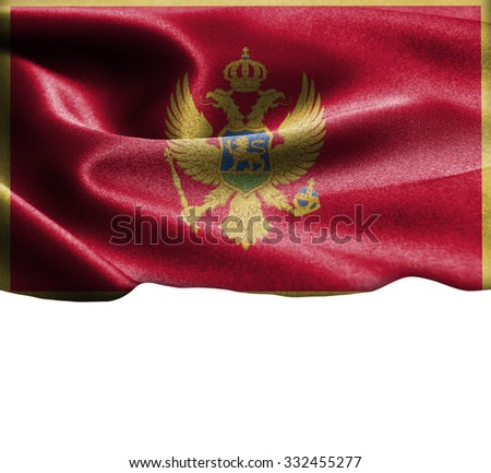 Montenegro flag on smooth silk texture Space for Text
