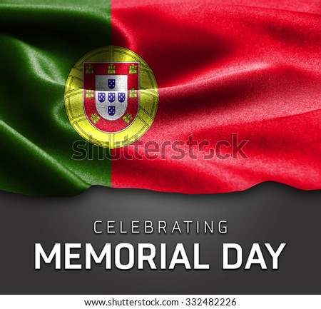 Portugal flag and Celebrating Memorial Day Typography