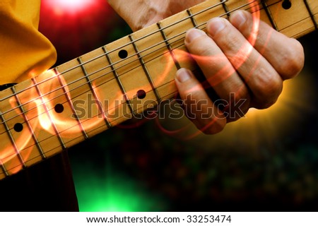 abstract expression guitar player on stage