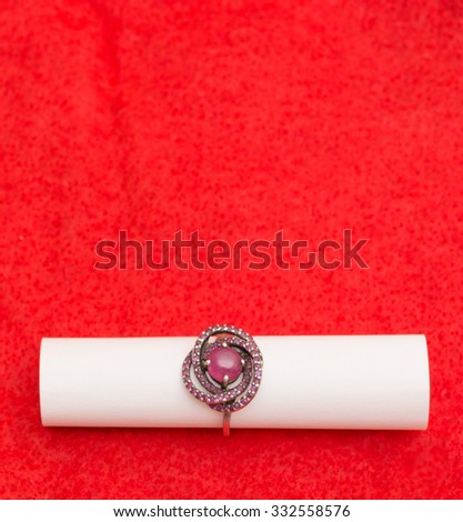 Card and ring blank space for love messages with red background