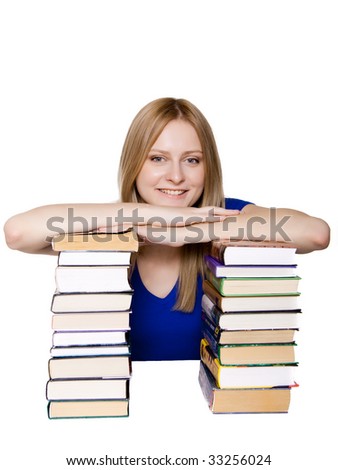 An attractive woman with books