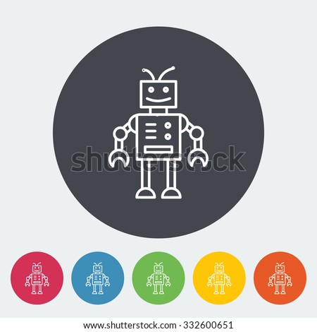 Robot toy icon. Thin line flat  related icon for web and mobile applications. It can be used as - logo, pictogram, icon, infographic element.  Illustration. 