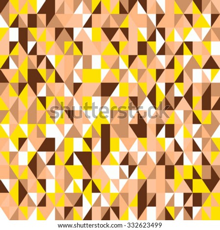 Bright and bold geometric background. Vector small ditsy textile print with random colorful triangles in multiple gold brown bright colors. Modern seamless vector pattern for winter fall fashion