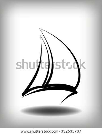 Yacht vector logo templates. Yachts silhouettes. Vector line yachts icon,  vector illustration. Yachting and regatta symbols