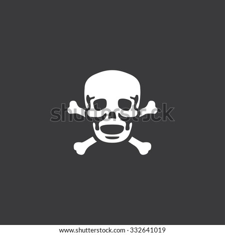A White Icon Isolated on a Grey Background - Skull and Cross Bones