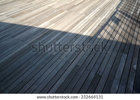 Gray wood floor outdoor terrace with sunshine