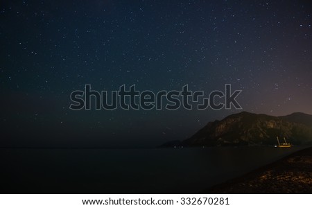  Starry sky at night at the sea coast in Cirali, Turkey - landscape exterior