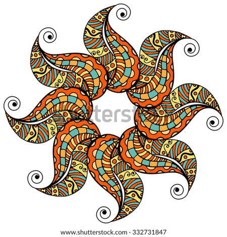 Vector Beautiful Deco Colored Mandala, Patterned Design Element, Ethnic Amulet