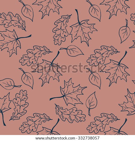 Seamless pattern with hand drawn leaves. 