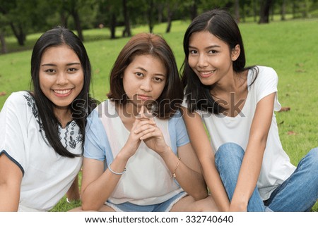 Portrait of three Asian teenager girls