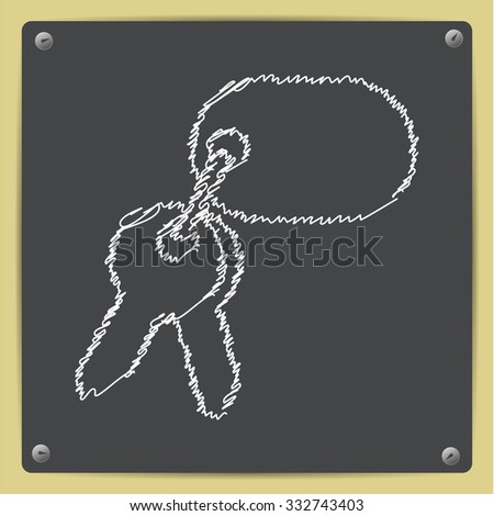 Vector doodle chalk drawn keys icon on school blackboard 