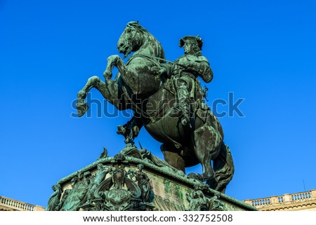 Statue Of Prince Eugene of Savoy In Vienna, a general of the Imperial Army and one of the most successful military commanders in modern European history.