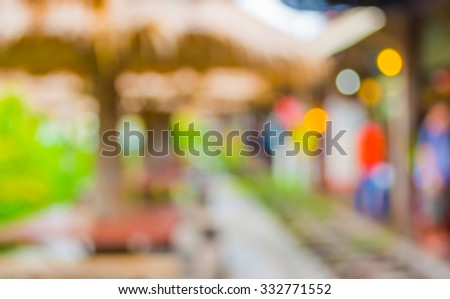 image of blurred  day market and railway with bokeh for background usage .