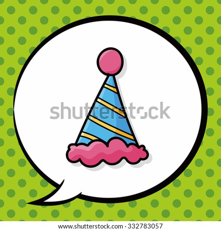 birthday hat doodle, speech bubble
