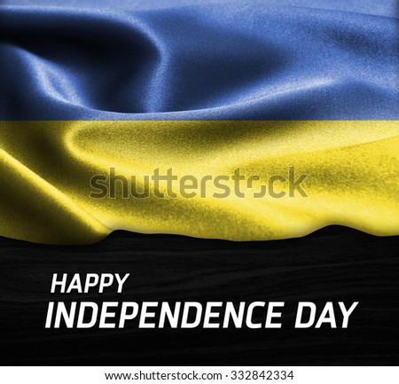 Happy Independence Day Ukraine flag on wood Texture background