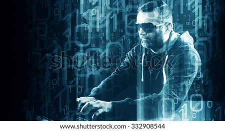Futuristic abstract binary code background, hacker typing