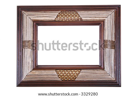 grunge wooden frame on isolated background