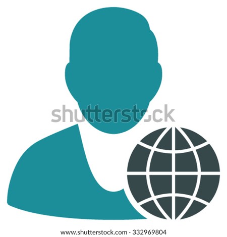 Global Manager vector icon. Style is bicolor flat symbol, soft blue colors, rounded angles, white background.