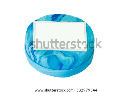 Round cake with dark and light blue pattern. Image isolated.
