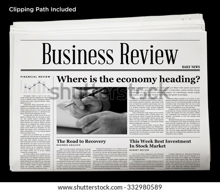 Business Newspaper Isolated with Clipping Path. Royalty-Free Stock Photo #332980589