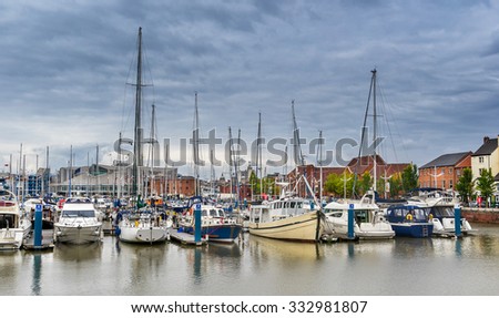 Full marina in East Yorkshire Royalty-Free Stock Photo #332981807