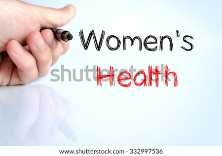 Women's health text concept isolated over white background