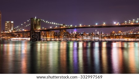 Brooklyn bridge at the night, New York City