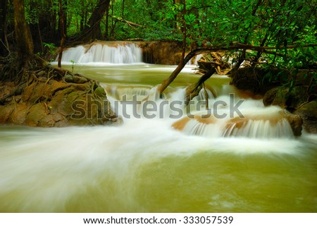 Cascading waterfall at Um Phang Wildlife Sanctuary in Thailand (Long-exposure shutter speed) No.4