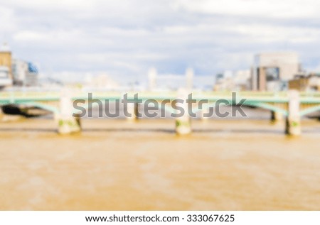 Defocused Background of London and the river Thames, UK. Intentionally blurred post production for bokeh effect