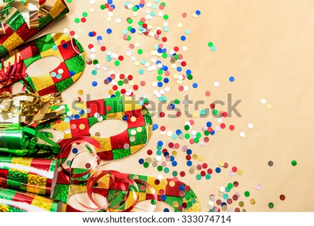 Carnival party decorations. Colorful holidays background