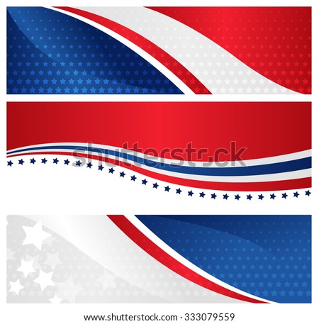 4th of july USA patriotic web header / banner collection on white background